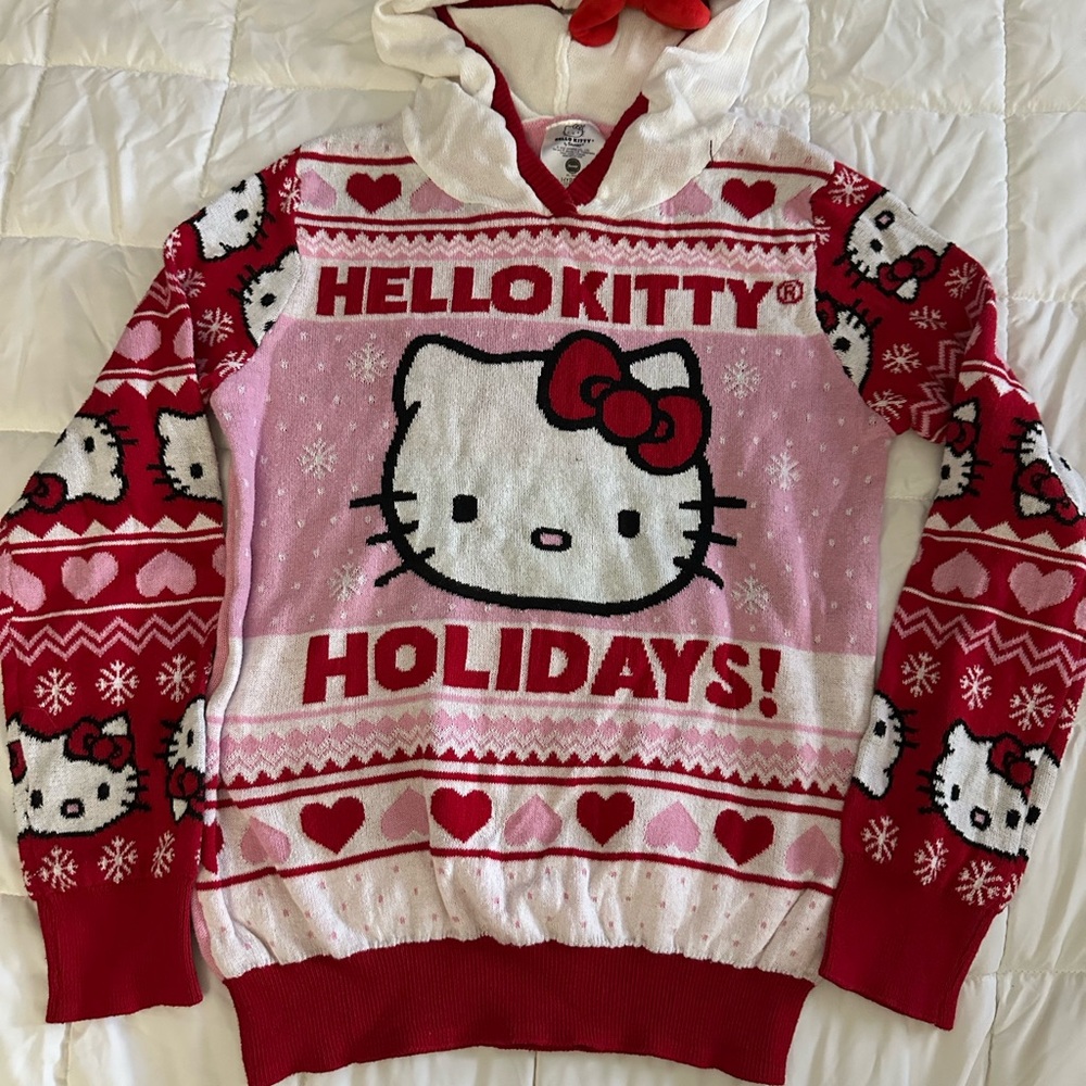 Hello Kitty Holiday Sweater- Red and Pink